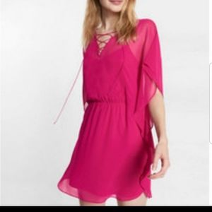 Express Lace Up Flutter Sleeve Dress, Size L
